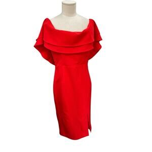 NWT Bardot Band Dress Off Shoulder Ruffles Fire Red Size 6 Small